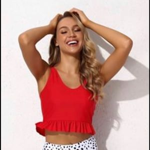 Ruffle Hem with Dalmatian print tankini